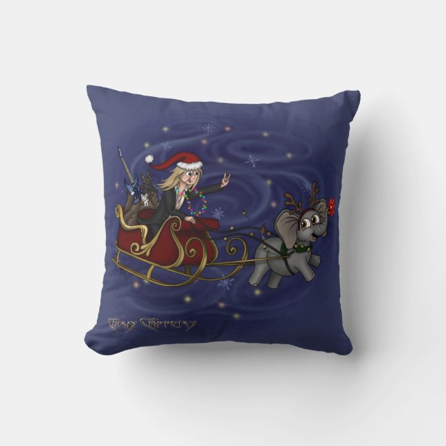 Santa Chris & Wilbur Sleigh Ride Sierkussen (Voorkant)