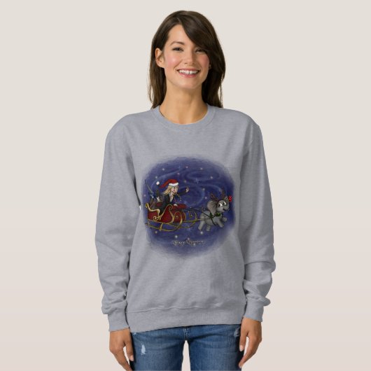 Santa Chris & Wilbur Sleigh Ride Women's Trui (Voorkant volledig)