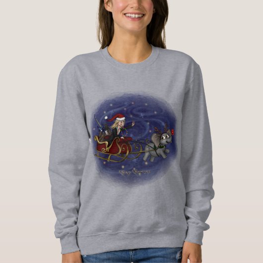 Santa Chris & Wilbur Sleigh Ride Women's Trui (Voorkant)
