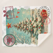 Santa Christmas Airmail Vintage Christmas Tree  Sherpa Deken (Voorkant (horizontaal))