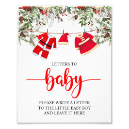 Santa Christmas Baby shower Brieven aan Baby Sign Foto Afdruk