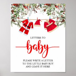 Santa Christmas Baby shower Brieven aan Baby Sign Poster