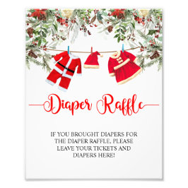 Santa Christmas Baby shower Luier Raffle Sign Foto Afdruk