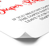 Santa Christmas Baby shower Luier Raffle Sign Poster (Hoek)