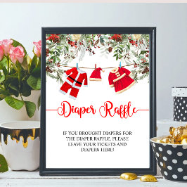 Santa Christmas Baby shower Luier Raffle Sign Poster