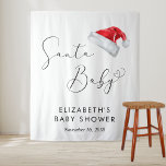 Santa Christmas Baby shower Welkom Foto Achtergron Wandkleed<br><div class="desc">Een leuke kerstvakantie seizoen baby shower welkomstbord en foto achtergrond wandtapijt met "Santa Baby" in een stijlvol script met een hart swash,  en een waterverf afbeelding van rode Santa Claus pet. Voeg de naam en douchedatum van de aanstaande moeder toe.</div>