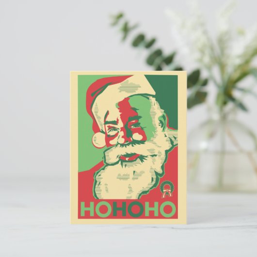 Santa Christmas Briefkaart - HoHoHo (Staand voorkant)