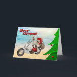 Santa Christmas Card Feestdagen Kaart<br><div class="desc">Santa Christmas Card on Beach</div>