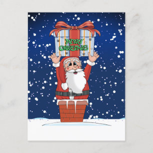Santa Christmas Cartoon Snow Herfst Feestdagenkaart