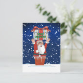 Santa Christmas Cartoon Snow Herfst Feestdagenkaart (Staand voorkant)