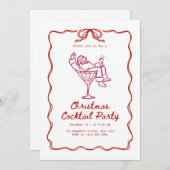 Santa Christmas cocktail party, fun modern Kaart (Voorkant / Achterkant)