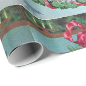 SANTA, CHRISTMAS CROWN, RED RIBBON FOTO TEMPLATE CADEAUPAPIER (Rol Hoek)