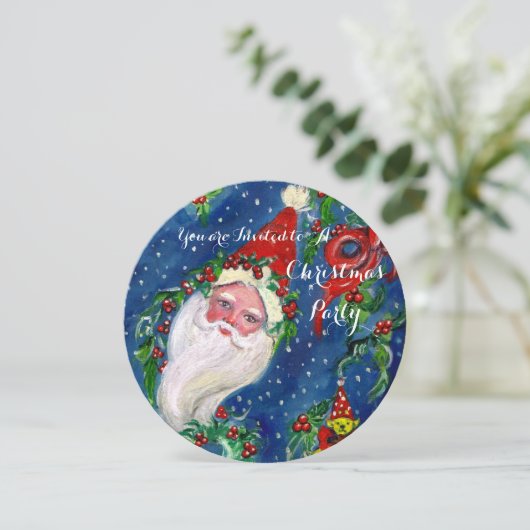 SANTA, CHRISTMAS CROWNS, HOLLYBERRIES HOLIDAY PART KAART (Staand voorkant)