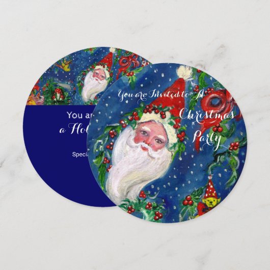 SANTA, CHRISTMAS CROWNS, HOLLYBERRIES HOLIDAY PART KAART (Voorkant / Achterkant)