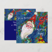 SANTA, CHRISTMAS CROWNS, HOLLYBERRIES HOLIDAY PART KAART (Voorkant / Achterkant)