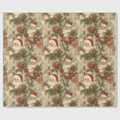 Santa Christmas Decoupage Victoriaans Cadeaupapier (Vlak)