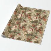 Santa Christmas Decoupage Victoriaans Cadeaupapier (Uitgerold)