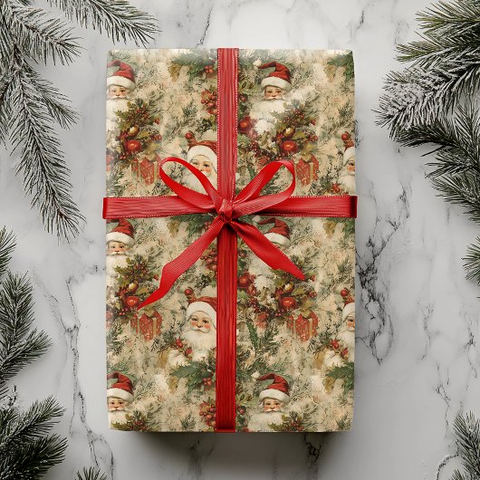 Santa Christmas Decoupage Victoriaans Cadeaupapier