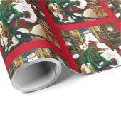 Santa Christmas Dragon Fantasie Cadeaupapier (Rol Hoek)