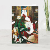 Santa Christmas Dragon Fantasie Feestdagen Kaart (Voorkant)