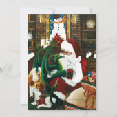 Santa Christmas Dragon Fantasie Feestdagenkaart (Voorkant)