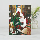Santa Christmas Dragon Fantasie Feestdagenkaart (Staand voorkant)