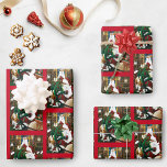 Santa Christmas Dragon Fantasie Inpakpapier Vel<br><div class="desc">Kerstman met een jonge groene draak op schoot. Santa's hol is gevuld met een zak speelgoed,  baby griffin,  baby witte eenhoorn en twee katten in boekenplanken. Achter is een open haard,  boekenplanken gevuld met boeken en wandtapijt van een sneeuwman</div>