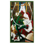 Santa Christmas Dragon Fantasie Klein Cadeauzakje (Achterkant)