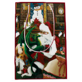 Santa Christmas Dragon Fantasie Medium Cadeauzakje (Voorkant)