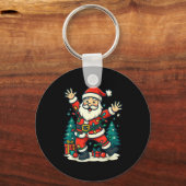 Santa Christmas Festive Jolly Dance Snowy Lights F Sleutelhanger (Voorkant)