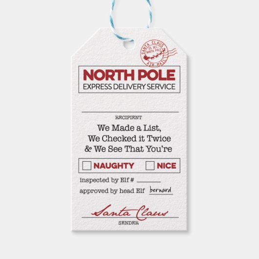 Santa Christmas Gift Label Cadeaulabel (Voorkant)