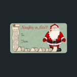 Santa Christmas Gift Label Labels<br><div class="desc">Kerst cadeau label labels met Sinterklaas vragen wie is stout of leuk. Voer uw eigen gegevens in de daarvoor bestemde ruimte in. Ontvang de bijpassende uitnodigingen voor feestdagen,  briefpapier of porto!</div>