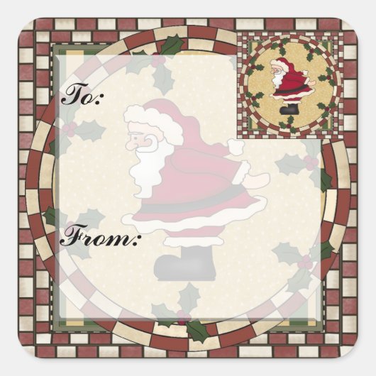 Santa Christmas Gift Label Sticker (Voorkant)