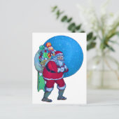 SANTA, CHRISTMAS GIFT SACK EN TOYS IN STARRY SKY FEESTDAGENKAART (Staand voorkant)