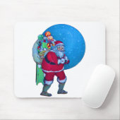 SANTA, CHRISTMAS GIFT SACK EN TOYS IN STARRY SKY MUISMAT (Met muis)