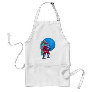 SANTA, CHRISTMAS GIFT SACK EN TOYS IN STARRY SKY STANDAARD SCHORT
