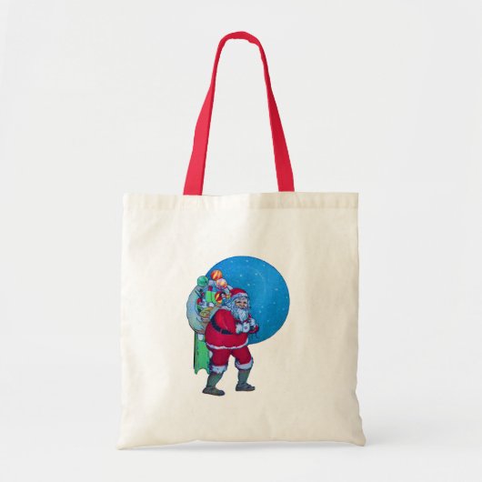 SANTA, CHRISTMAS GIFT SACK EN TOYS IN STARRY SKY TOTE BAG (Voorkant)