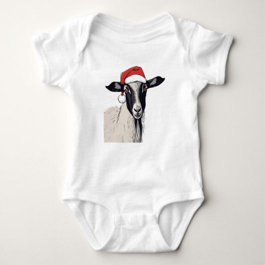 Santa Christmas Goat Santa Hat Holiday Goat Romper (Voorkant)