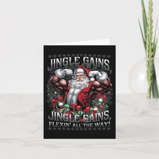 Santa Christmas Gym Workout Jingle Krijgt Flexin A Kaart (Voorkant)