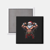Santa Christmas Gym Workout Muscular Santa Claus Magneet (Voorkant / Achterkant)