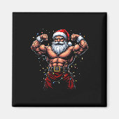 Santa Christmas Gym Workout Muscular Santa Claus Magneet (Voorkant)
