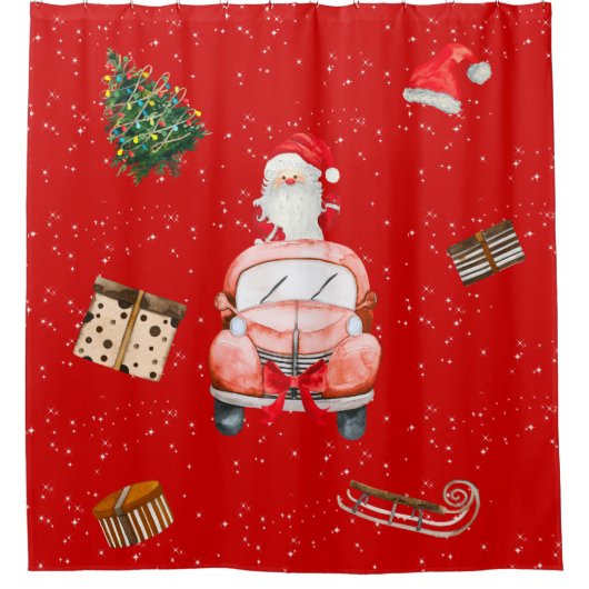 Santa Christmas house Douchegordijn (Voorkant)