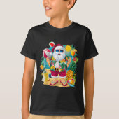 Santa Christmas In July On Beach Hawaiian Summer V T-shirt (Voorkant)