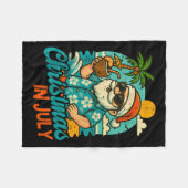 Santa Christmas In July Palm Tree Xmas Summer Beac Fleece Deken (Voorkant (Horizontaal))