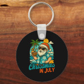 Santa Christmas In July Palm Tree Xmas Summer Beac Sleutelhanger (Voorkant)