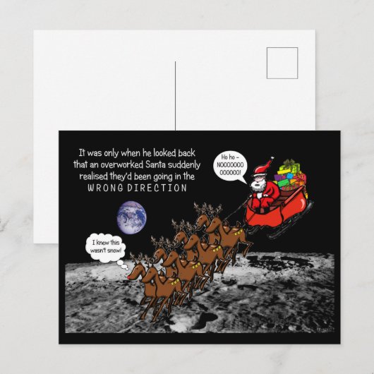 Santa Christmas Jokes Reindeers Wrong Direction Briefkaart (Voorkant / Achterkant)
