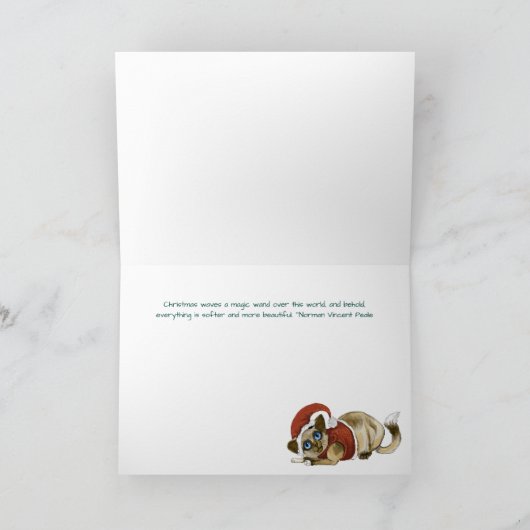 Santa Christmas-Kat Feestdagen Kaart (Binnen)
