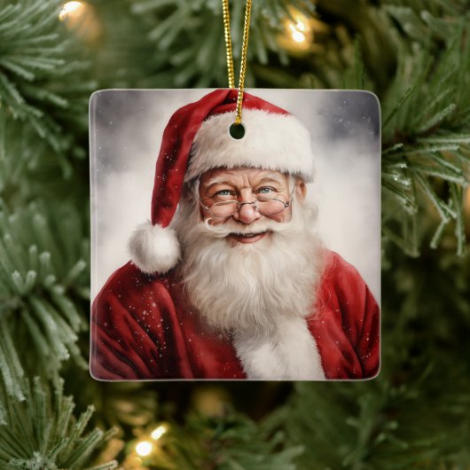 Santa Christmas Keramisch Ornament (Boom)