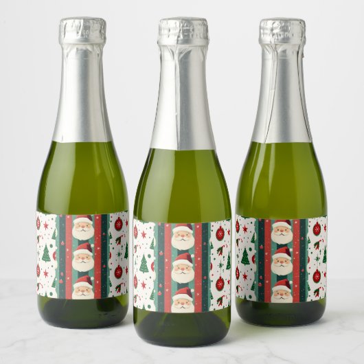 Santa Christmas Labels Sparkling Wijnetiket (Flessen)