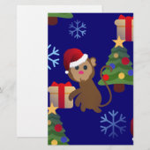 santa christmas monkey emoji briefpapier (Voorkant / Achterkant)